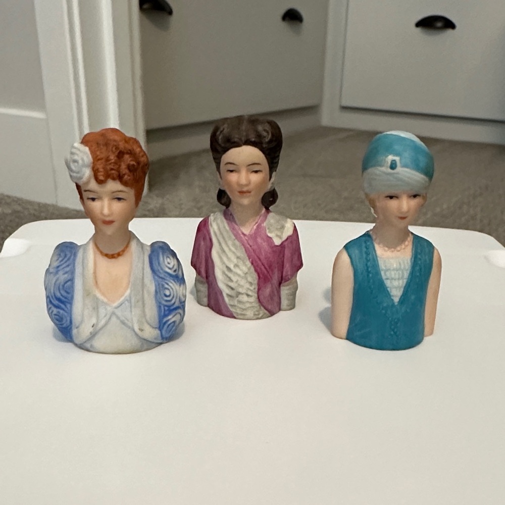 Vintage Avon Fashion Silhouettes Porcelain Thimbles (Set of 3)